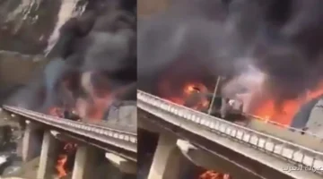 1763374045 حادثة تصادم حافلة معتمرين هنود بشاحنة وقود في المدينة المنورة