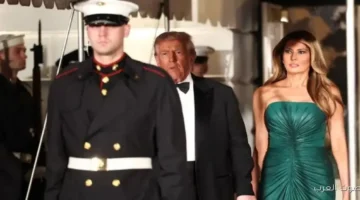 1763558073 ميلانيا ترامب ترتدي فستان أخضر لاستقبال ولي العهد السعودي