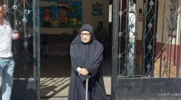 1764071009 سيدة مسنّة تتحدى الصعوبات وتشارك في الانتخابات بالعكاز