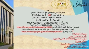 40 فرصة شغل للسيدات في القاهرة بالتعاون مع مؤسسة التضامن،