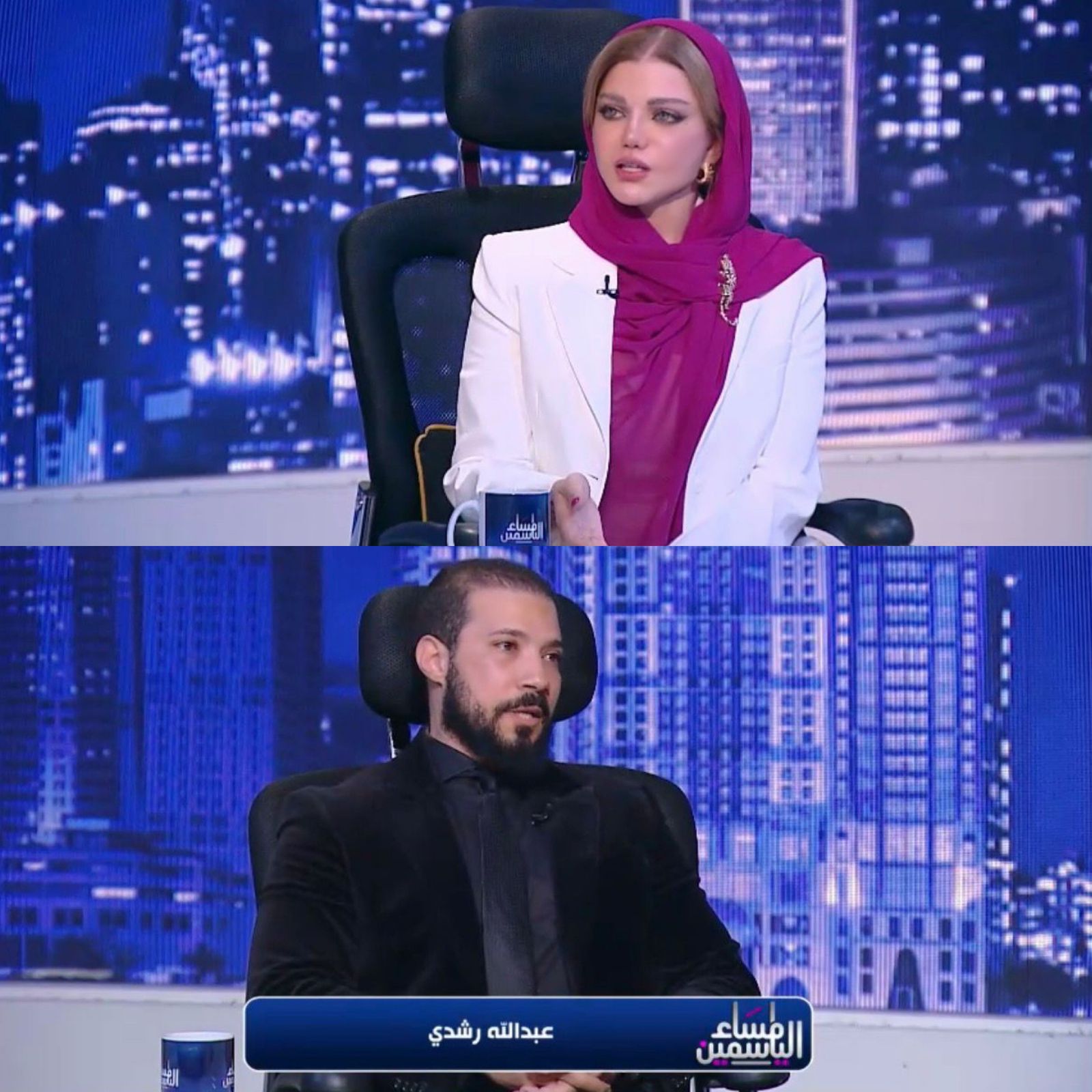 أول صورة من كواليس لقاء ياسمين الخطيب وعبد الله رشدي