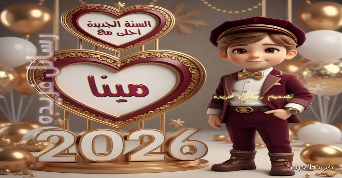 2026 احلي مع .. أكتب أسمك علي صور تهنئة رأس السنة الميلادية 2026 الجديدة بالاسم Happy New Year