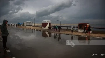 الدفاع المدني غزة اتغمرت في ساعتين من المطر