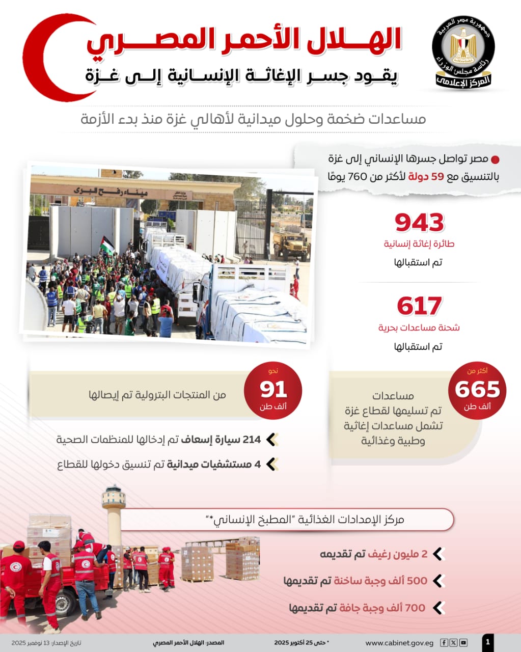 الهلال الأحمر المصري يمد جسر المساعدة الإنسانية لغزة بالإنفوجراف