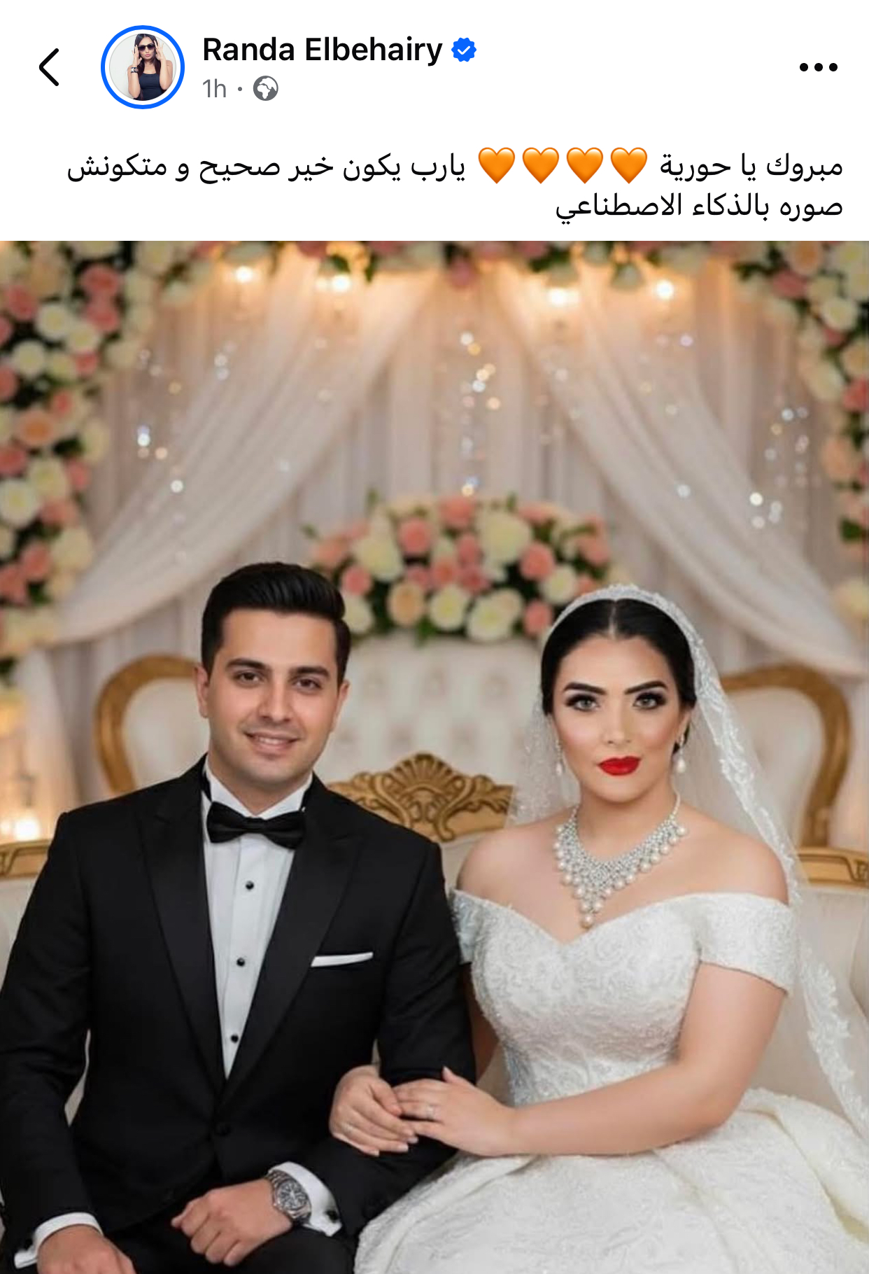 راندا البحيري تتمنى إن صورة زفاف حورية فرغلي ما تكونش