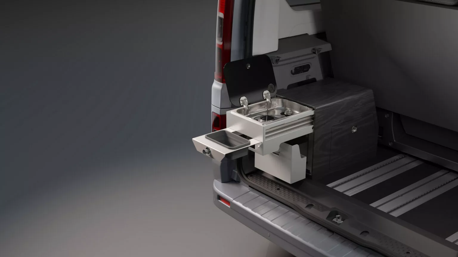 سيارة رينو الجديدة الذكية فيها مطبخ وسرير في شاحنة واحدة