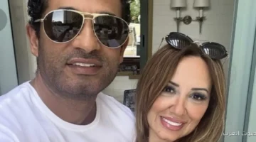 مبروك يا حبيبي عمرو سعد واقف جنب مراته شيماء فوزي