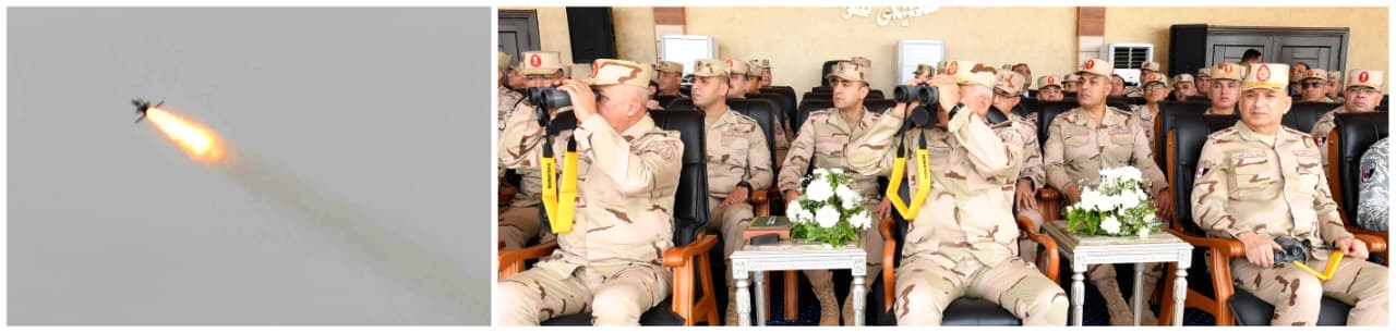 وزير الدفاع يحضر تدريبات الرماية الصاروخية لقوات الدفاع الجوي فيديو