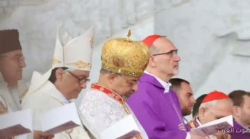 الأنبا إبراهيم يحضر القداس في زيارة البابا لاون للبنان