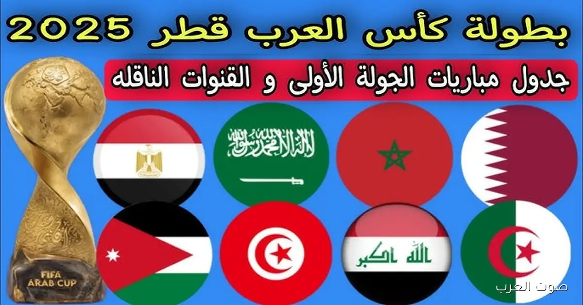 “تونس ضد سوريا” جدول مباريات كاس العرب 2025 الجولة الاولي والقنوات الناقلة