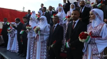زفاف جماعي لـ 54 شاب فلسطيني في خان يونس صور