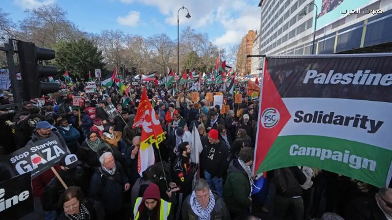 تظاهرات حاشدة في لندن تضامنًا مع الشعب الفلسطيني