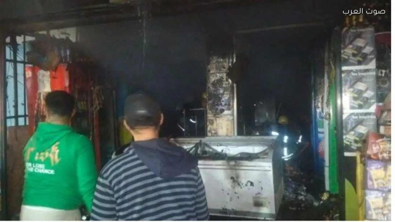 انفجار ثلاجة يتسبب في حريق بمحل تجاري في إمبابة