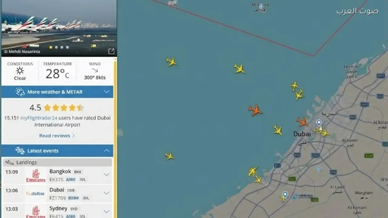 حركة الطيران بمطار دبي الدولي تتوقف مؤقتًا للإقلاع والهبوط