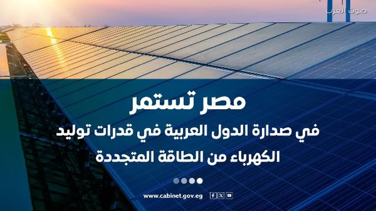 مصر تتصدر الدول العربية في توليد الكهرباء من الطاقة المتجددة