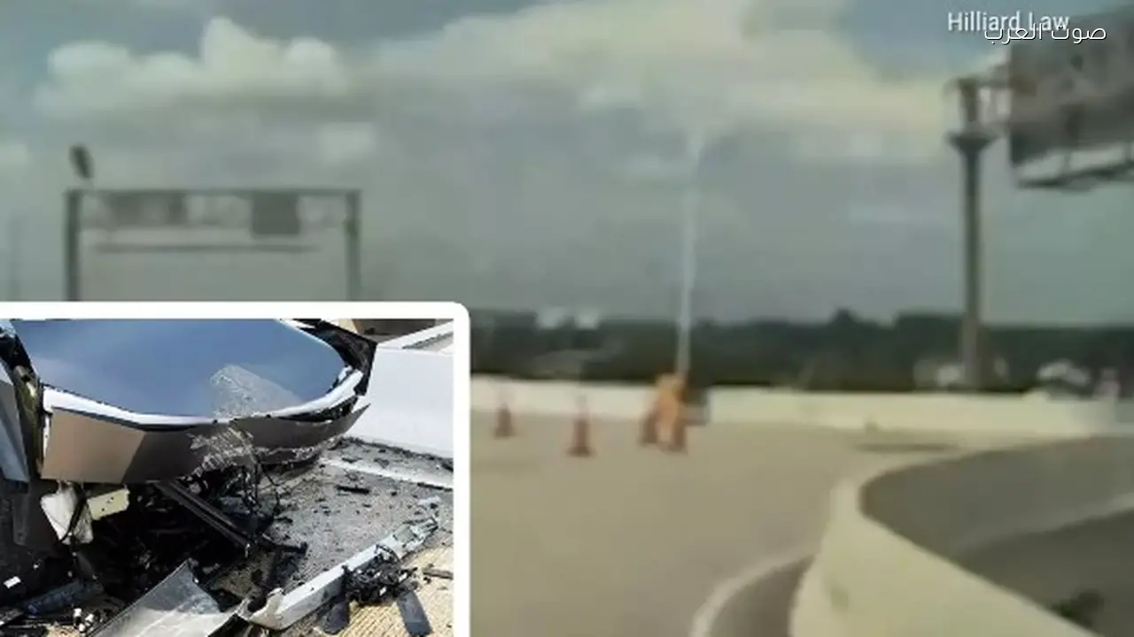 سيارة تسلا تقفز من فوق جسر وتعرض أمًا وطفلها للخطر
