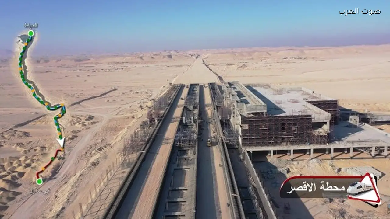 أحدث تصوير جوي يوضح تقدم مشروع الخط الثاني للقطار الكهربائي