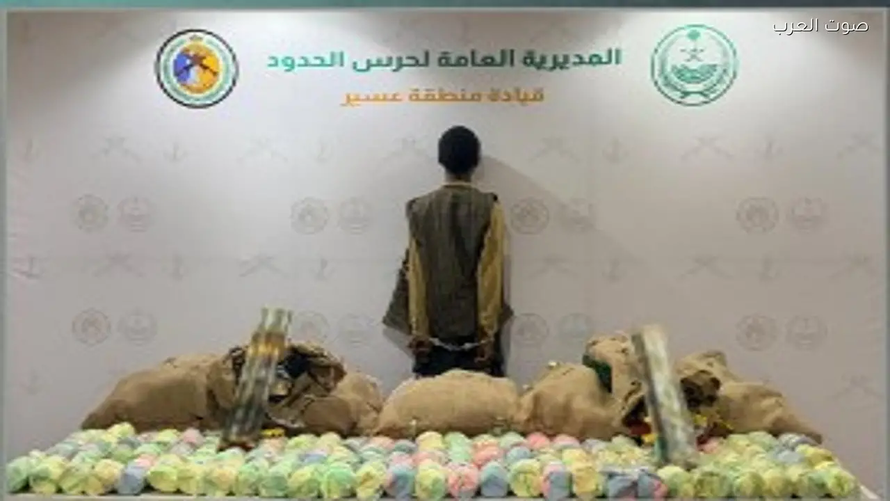 حرس الحدود بعسير يضبط إثيوبيًا بحوزته 98 كيلوجرامًا من القات