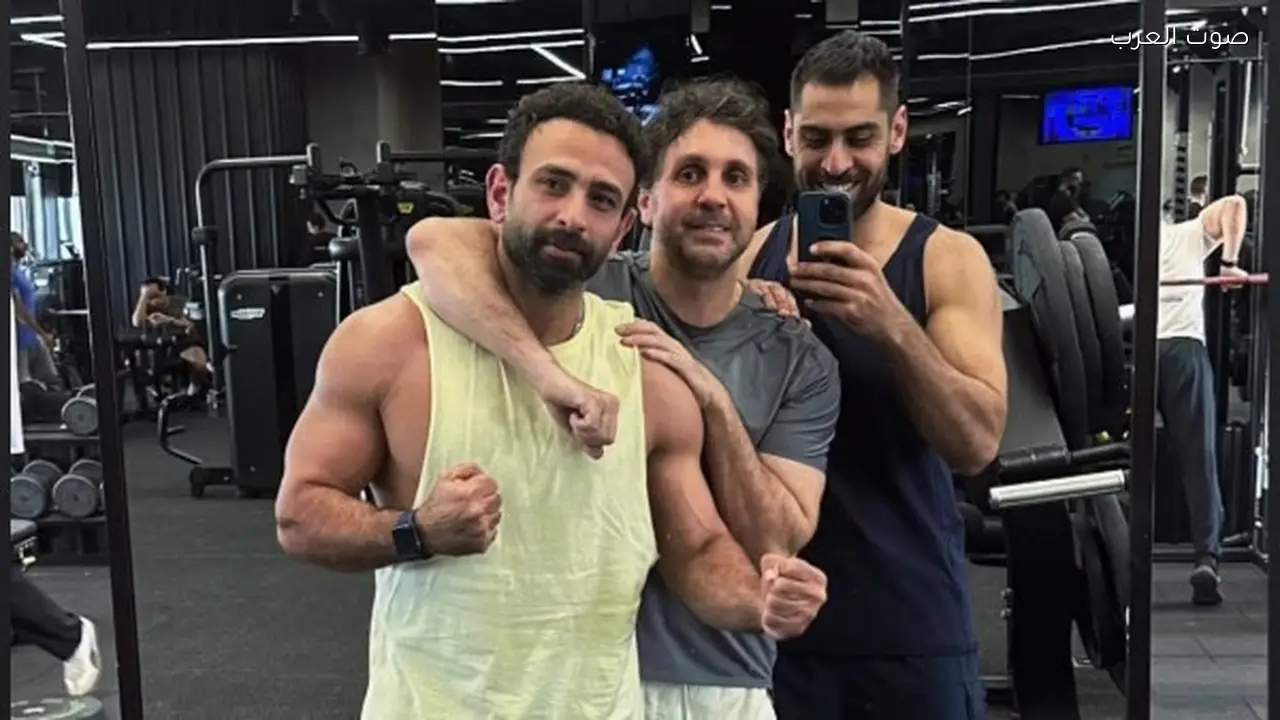 هشام ماجد وإبراهيم فايق يتدربان معاً في الجيم