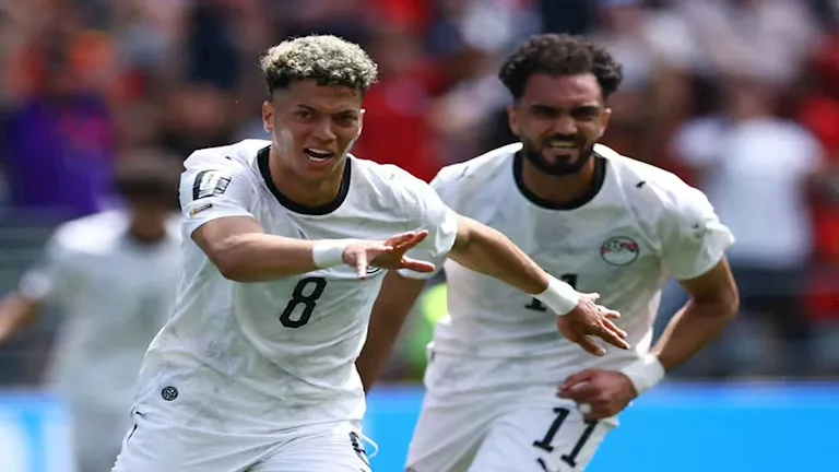 15 صورة لاحتفال إمام عاشور بهدفه أمام بلجيكا بكأس العالم 2026