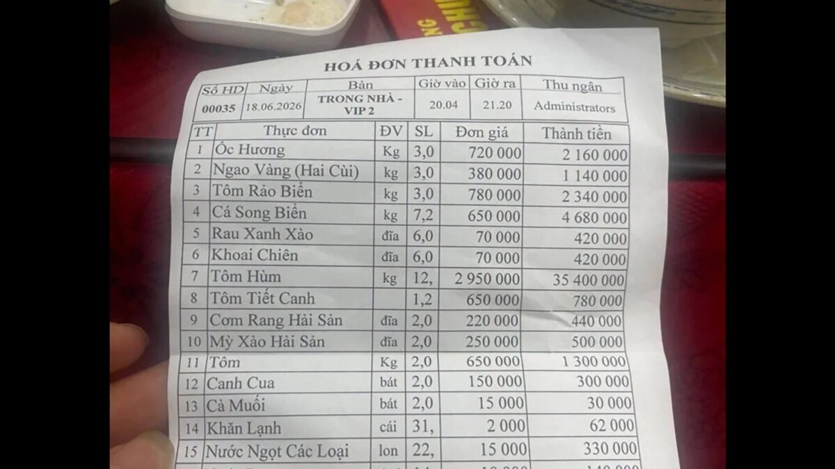 Chủ nhà hàng lên tiếng về hóa đơn hơn 50 triệu cho bữa hải sản