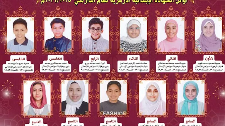 أسماء أوائل الشهادة الابتدائية الأزهرية في بورسعيد 2026