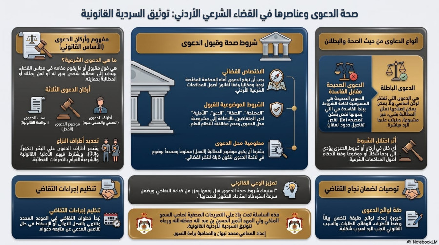 السلسلة القانونية (226): صحة الدعوى الشرعية حسب قانون أصول المحاكمات الشرعية الأردني (فيديو)(video)