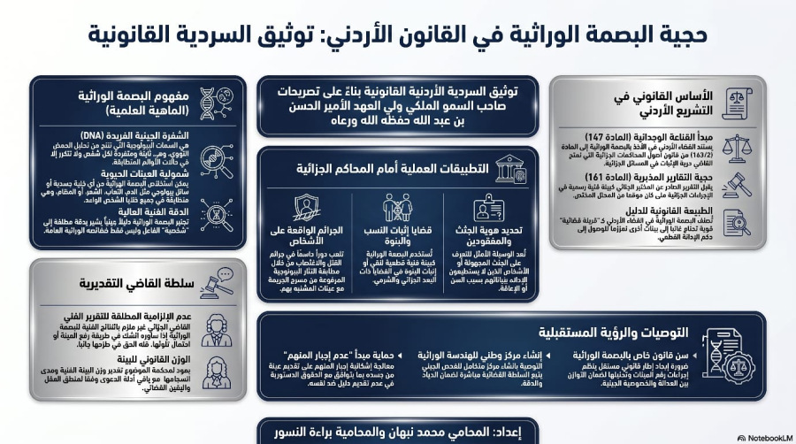 السلسلة القانونية (230): البصمة الوراثية (DNA) وحجيتها في القضاء الجزائي الأردني (فيديو)(video)
