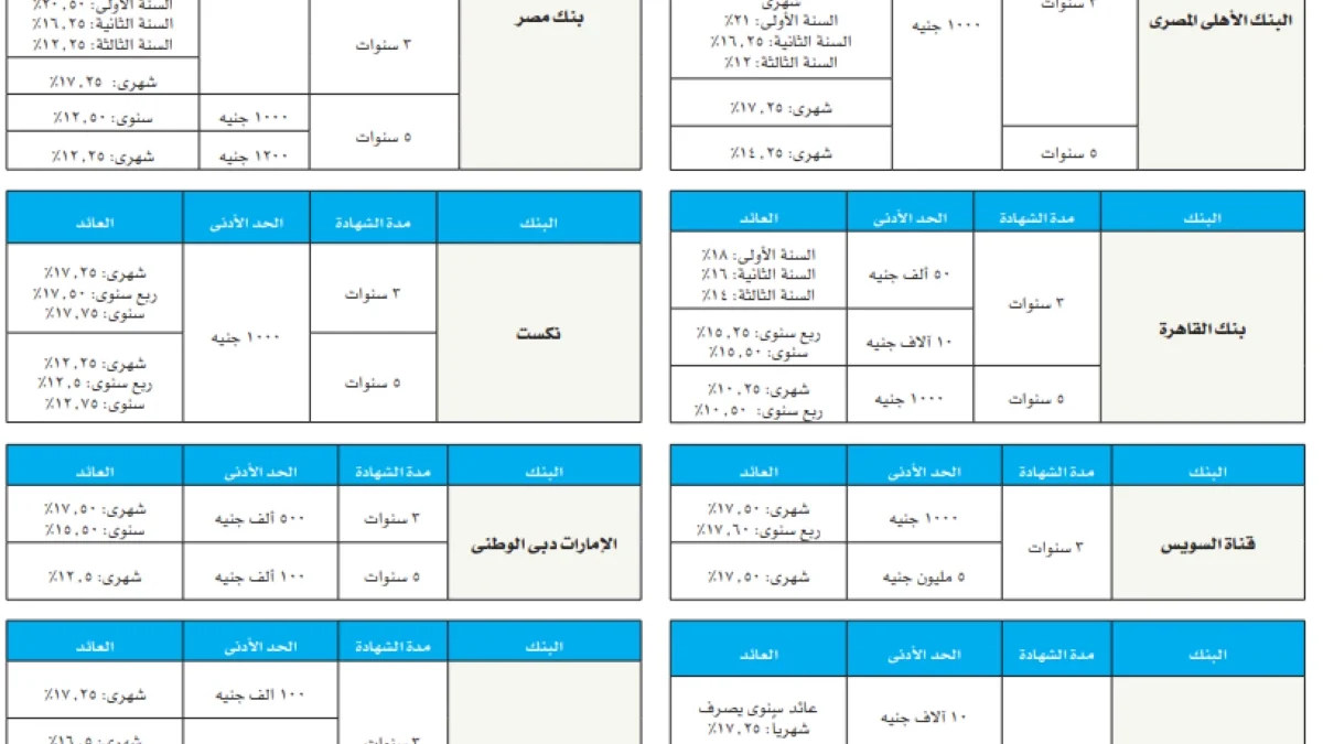 قبل استثمار مدخراتك.. خريطة أعلى عوائد شهادات الادخار في البنوك