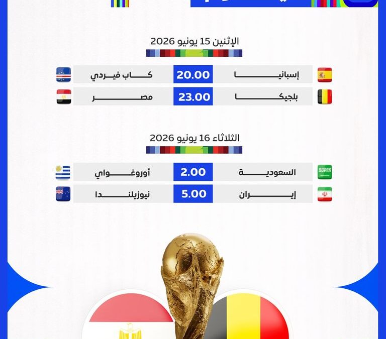 مباريات اليوم الإثنين 15 يونيو في كأس العالم 2026.. المواعيد والقنوات الناقلة