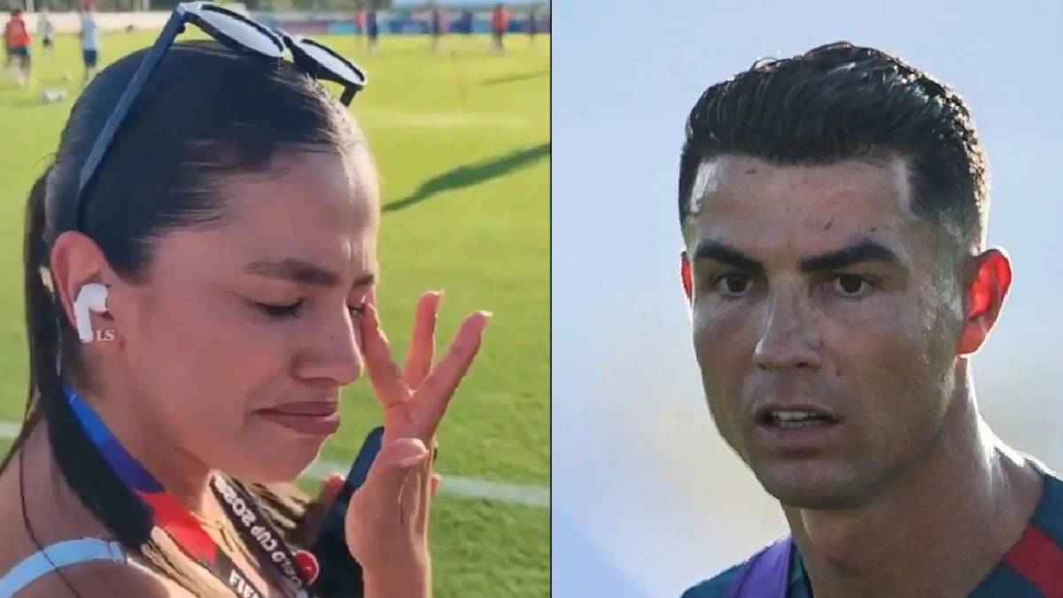 مذيعة كولومبية تبكي بعد إشارة مفاجئة من كريستيانو رونالدو (فيديو)