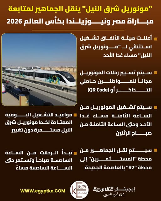 “مونوريل شرق النيل” يدعم منتخب مصر بهذه الطريقة