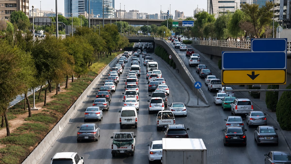 ازدحام مروري على طريق الملك فهد في الرياض
